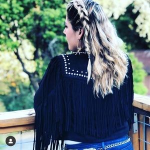 MISS ME Faux Suede Jacket with Fringe